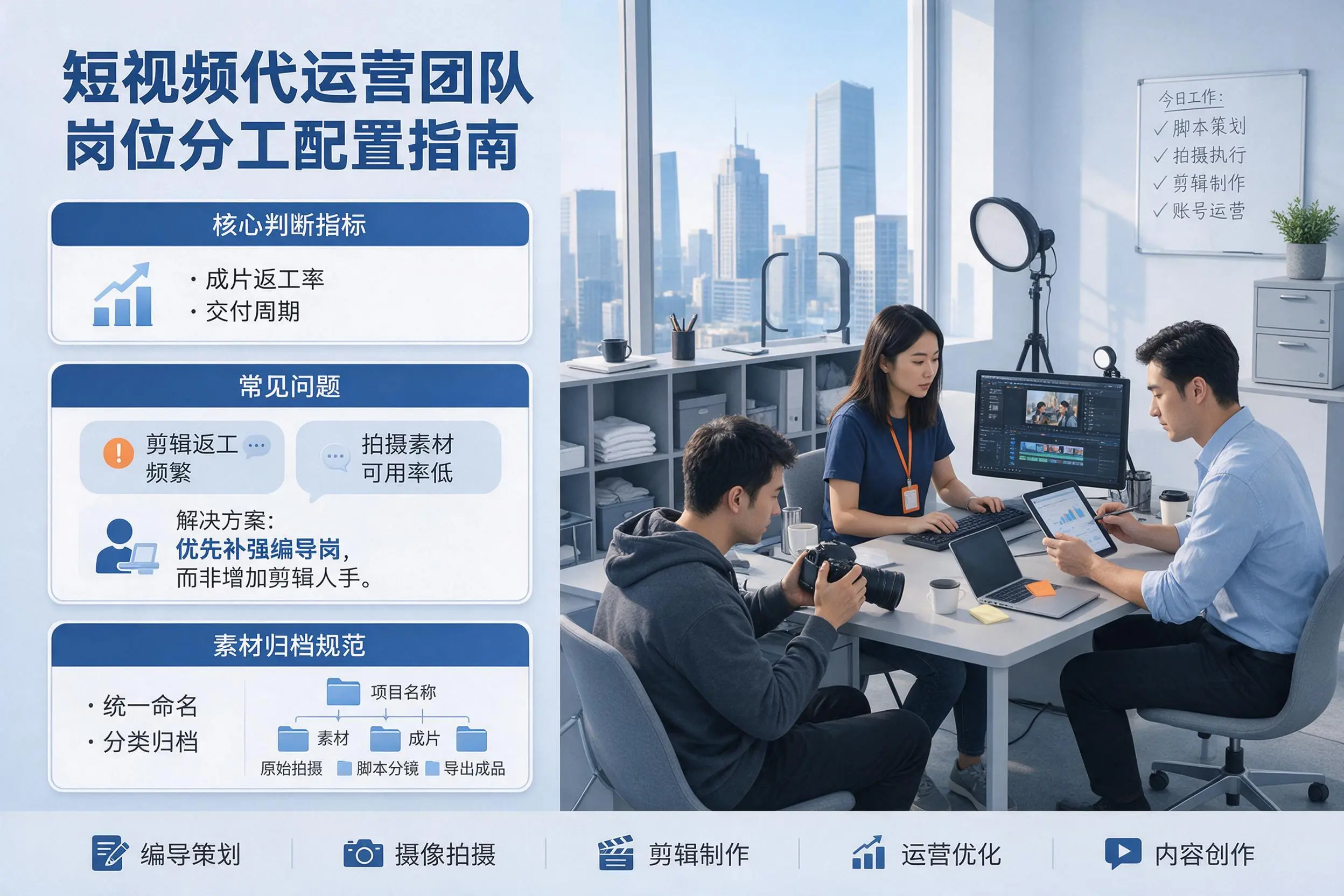 短视频代运营团队如何配置？辽源企业岗位分工科普说明