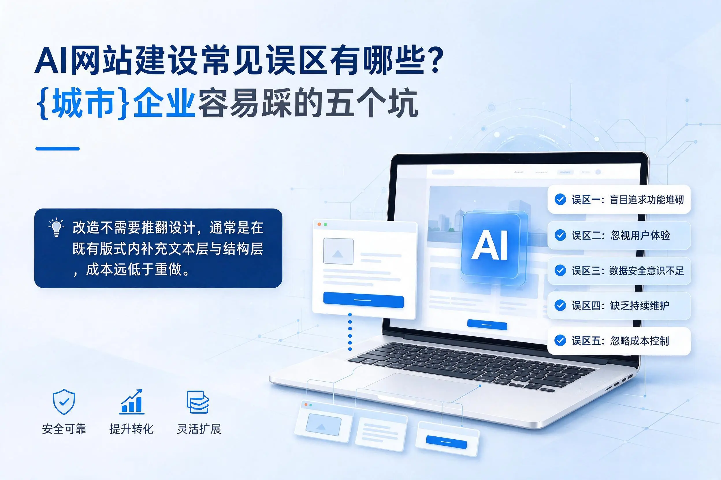 AI网站建设常见误区有哪些？辽源企业容易踩的五个坑