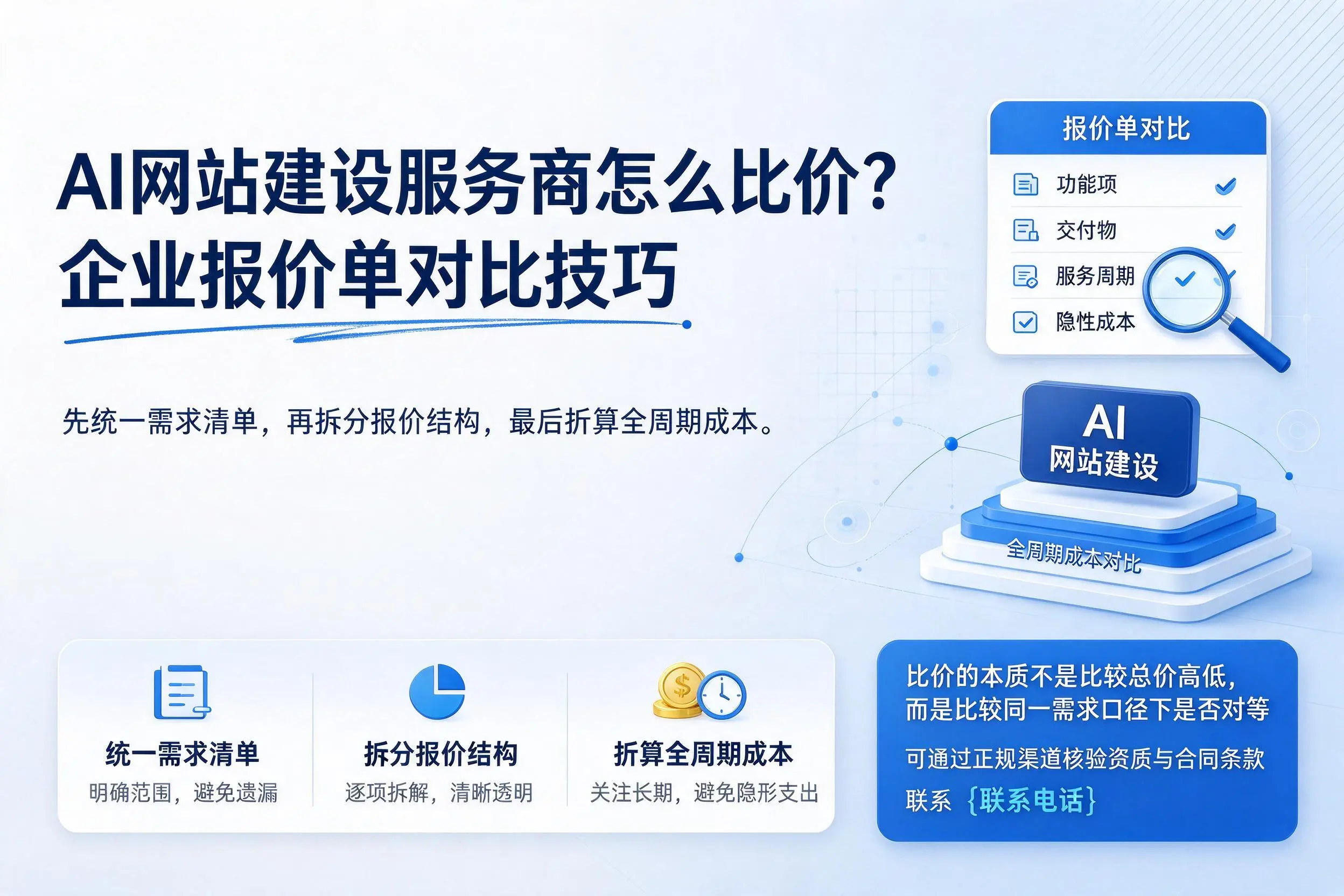 AI网站建设服务商怎么比价?辽源企业报价单对比技巧