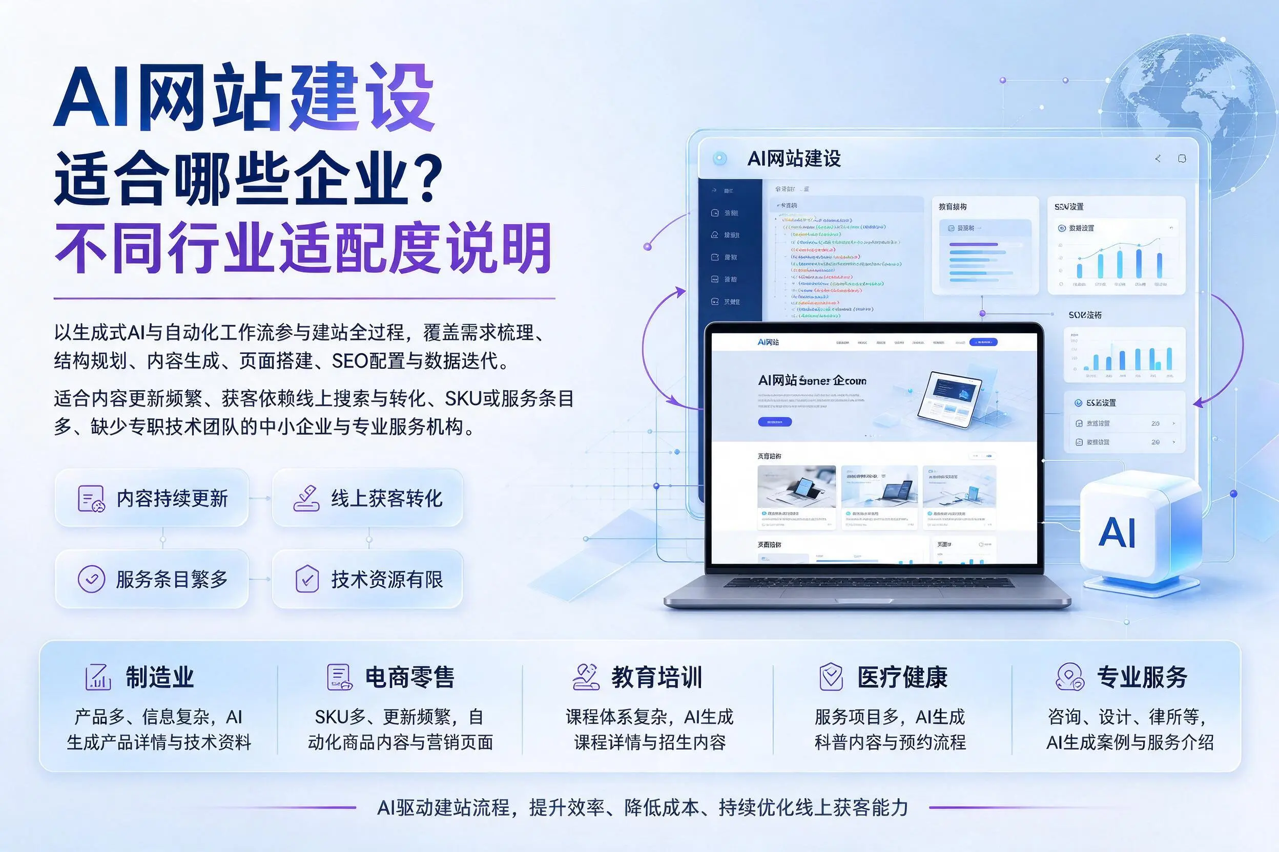AI网站建设适合哪些企业?辽源不同行业适配度说明